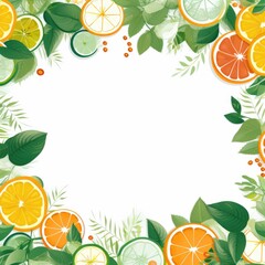 Group of oranges and limes on white background