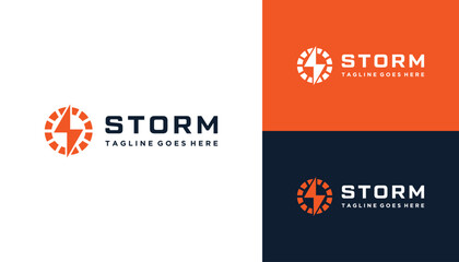 Circular Initial Letter S with Electric Bolt For Strike Speed Storm Thunder Power Flash Logo Design