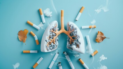 World No Tobacco Day Concept, anti-smoking, and no smoking, lungs health care