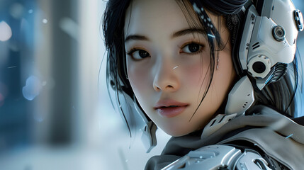 Visions Clash: Compelling Encounter of Girl and AI Robot's Gaze