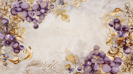 Purple berries arranged on a vintage shabby chic background with soft, distressed textures. Muted tones and gentle light create a romantic, timeless atmosphere. Ideal for themes of shabby chic decor, 