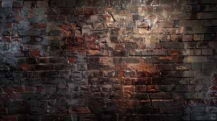old Victorian brick wall whole wall, tiny bricks flat  - obrazy, fototapety, plakaty