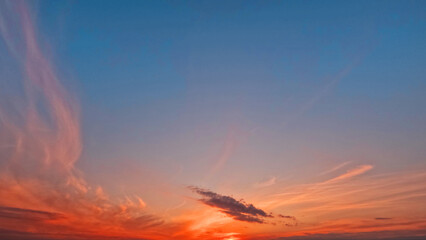 beautiful sunset goldish clouds on the sky backdrop - photo of nature