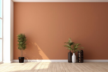 mockup for empty brown wall decoration 