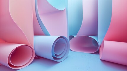 Abstract paper roll background in pastel colors.