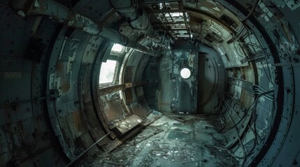 Ghostly encounters in an abandoned space station, chilling - obrazy, fototapety, plakaty