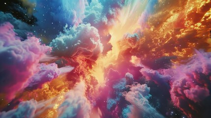 Fototapeta na wymiar Space travel through a supernova, psychedelic colors