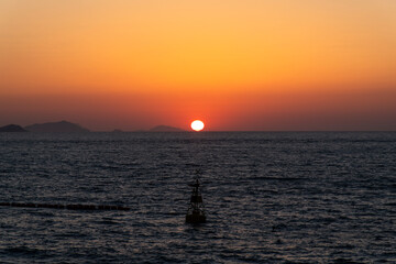 View of the sunset at the harbor