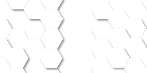 Seamless creative geometric Pattern of white hexagon white abstract hexagon wallpaper or background. 3D Futuristic abstract honeycomb mosaic white background. white hexagon geometric texture.