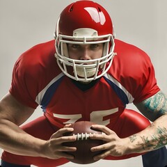 American football catcher holding a ball