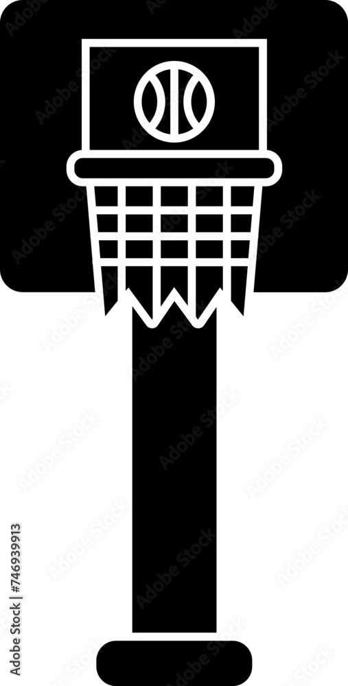 Wall mural Black and white basket with ball.  