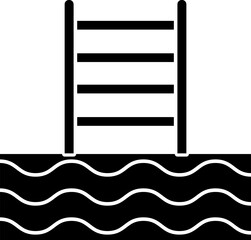 B&W swimming pool in flat style. 