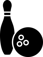 B&W bowling pin with ball.  