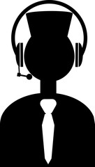 Character of pilot wearing headphone icon.