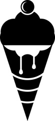 B&W ice cream cone icon in flat style.