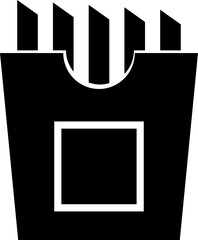 Glyph icon of french fries in b&w color.