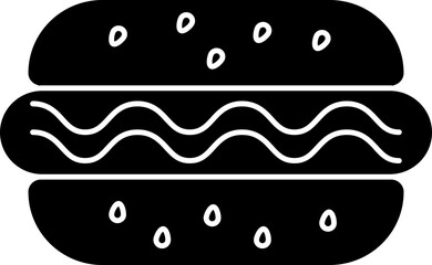 Hot dog icon or symbol in b&w color.