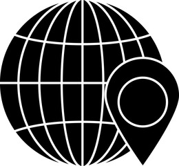 Flat style geolocation icon in b&w color.