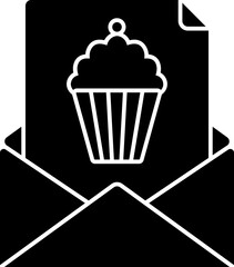 Icon of email in b&w color.