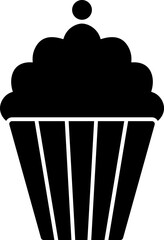Flat style cupcake in black color. 