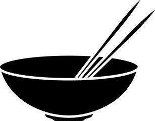 Icon of black chopsticks in bowl. 