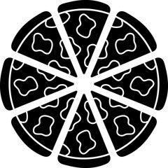 Illustration of b&w pizza icon.