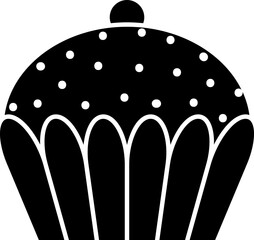 Flat style cupcake in black color.  