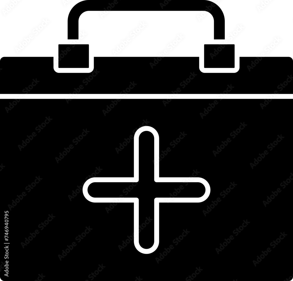 Wall mural Isolated first aid box icon in b&w color.