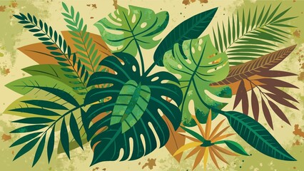 tropical background with palm leaves. vector illustration tropical leaves background. palm leaf, floral pattern.