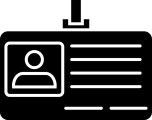 B&W Id card icon in flat style. 