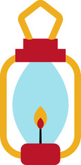 Burning oil lamp in flat style.