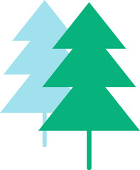 Christmas trees in blue and green color. 