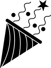 B&W party popper icon or symbol.