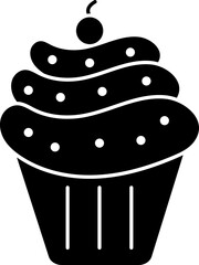 B&W cupcake icon or symbol.