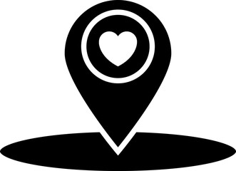 Glyph icon or symbol of charity center location.