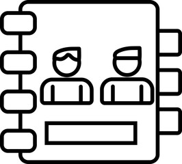 Obraz premium Flat style contact book icon made by black line art.