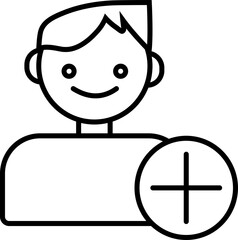 Illustration of add friend icon in line art.
