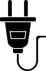 Flat style plug icon in b&w color.