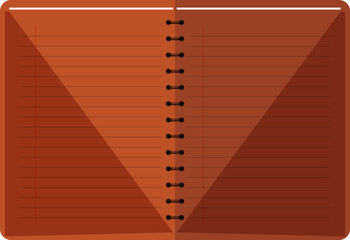 Open blank notebook on white background.