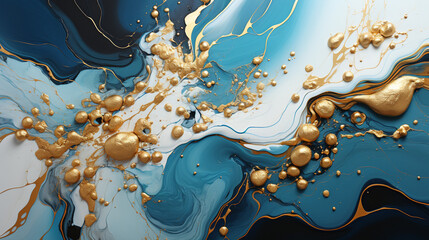 Liquid marble texture. White marble with gold and green. Luxury background.