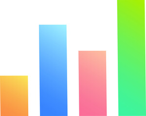 Isometric icon of colorful bar graph icon.