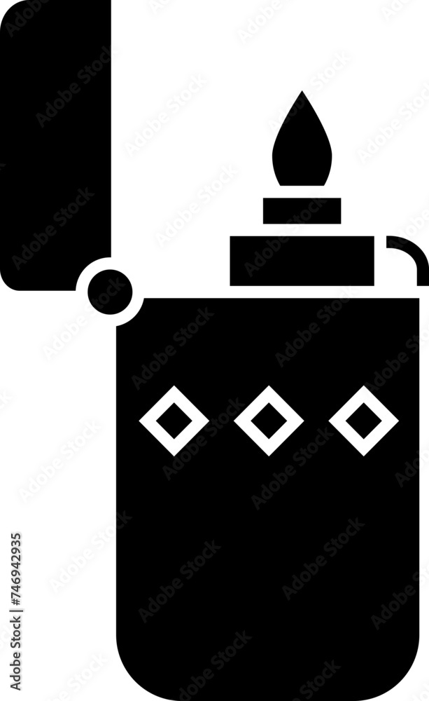 Sticker b&w lighter icon in flat style.