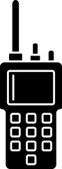 B&W walkie talkie icon in flat style.