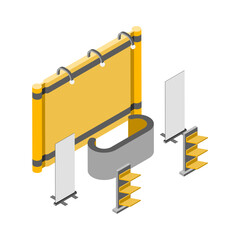 Exhibition Stand in yellow and grey color.