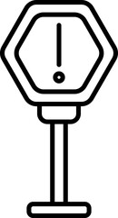 Sign board in black line art.