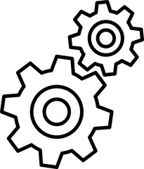Cogwheel in black line art illustration.