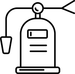 Fire extinguisher in black line art illustration.