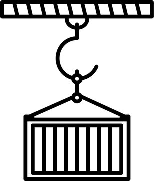 recommend clip art: Black line art crane with hook.