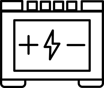 recommend clip art: Black line art battery in flat style.
