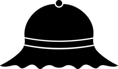 B&W hat icon in flat style.